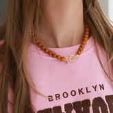 Necklace bubble stone caramel